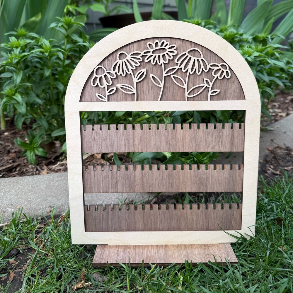 Wood Earring Display Stand – Walnut & Maple